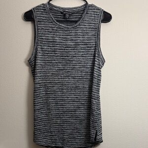 Athleta Black and Gray Striped sleeveless Tee